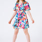 Belted soft satin dress with flower print - Szua Store