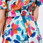 Belted soft satin dress with flower print - Szua Store