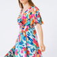 Belted soft satin maxi dress with flower print - Szua Store