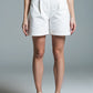 Q2 Bermuda Relaxed Fit Shorts With Front Pleats in White