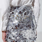 Big Sequin Mini Skirt in Silver