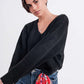 Black batwing fluffy sweater Szua Store