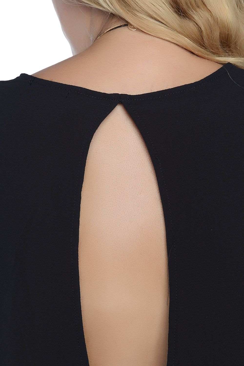 Black chiffon blouse with keyhole back - Szua Store