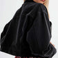 Black denim jacket with strass fringing Szua Store