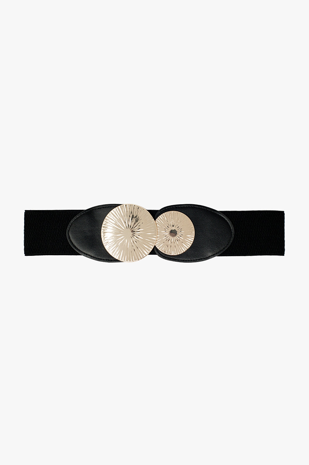 Q2 Black elastic belt with double metal buckle