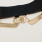 Cinturón elástico negro con doble hebilla ovalada con incrustaciones de strass