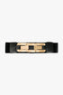 Q2 black elastic belt with triple metal buckle