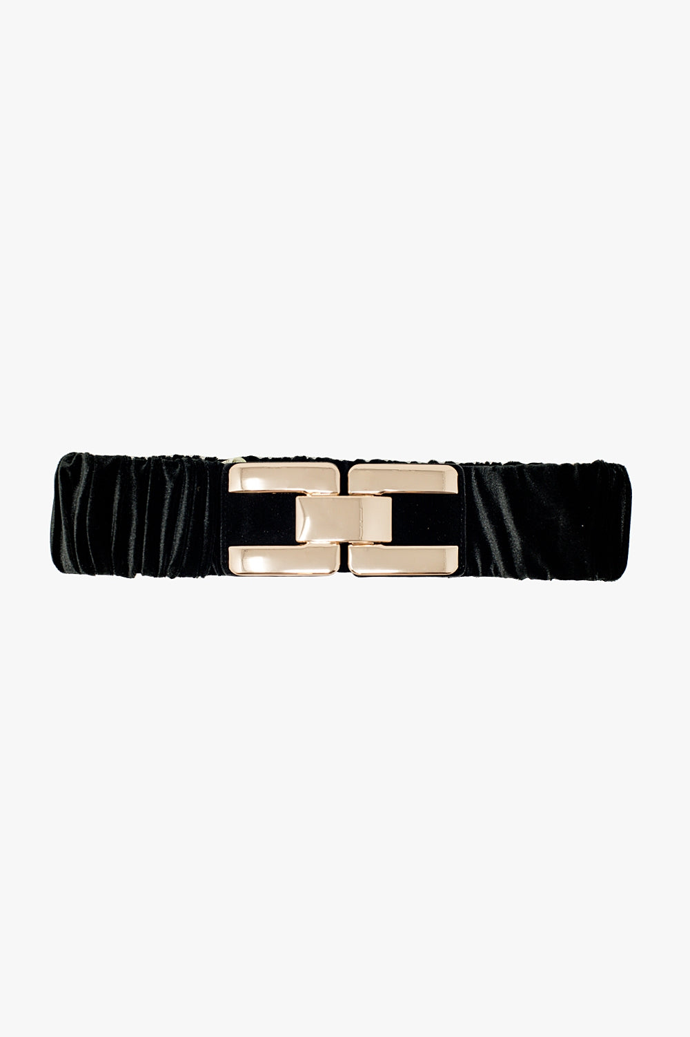 Q2 Black elastic velvet belt with metal closure