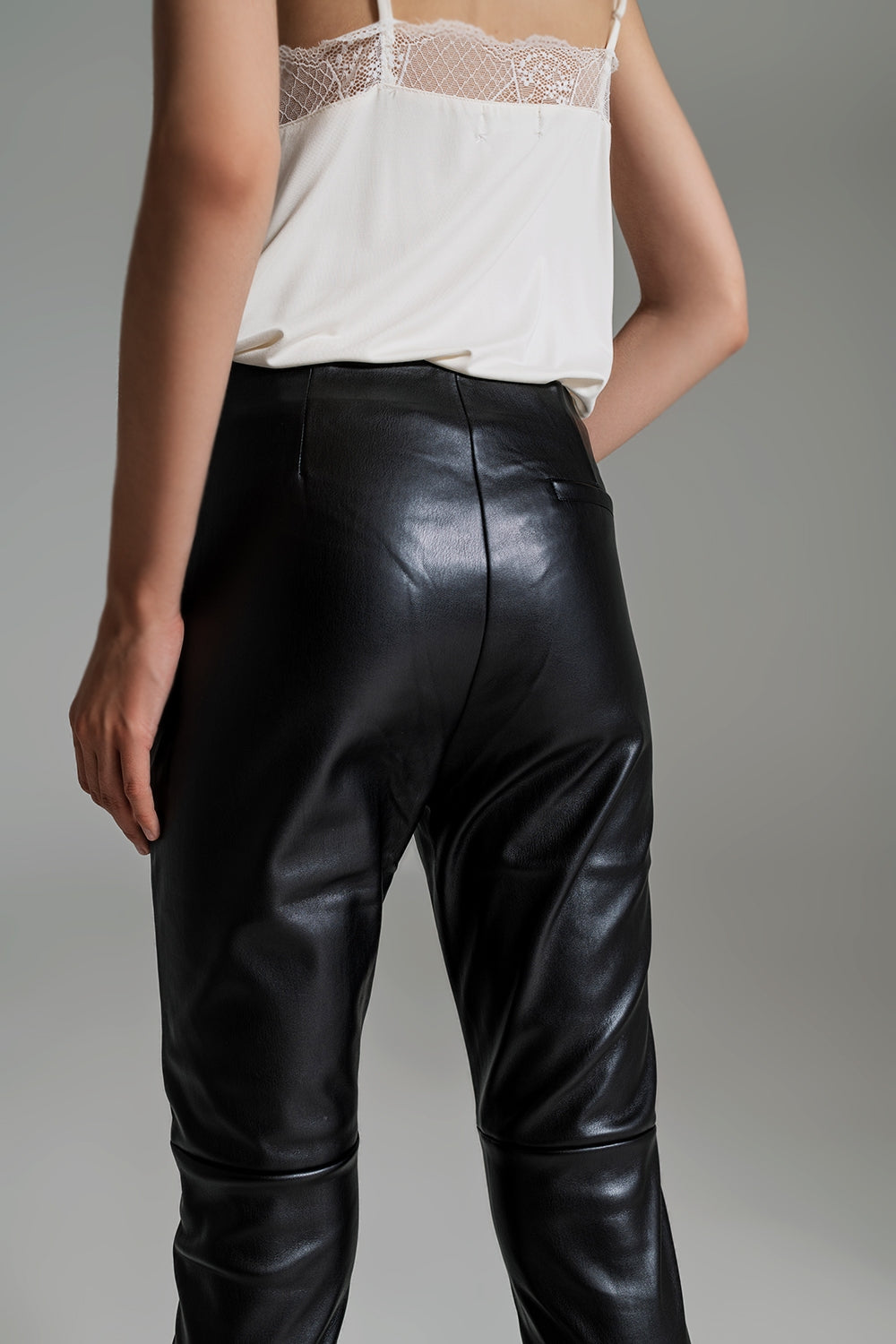 Black faux leather effect skinny pants - Szua Store