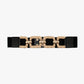 Q2 Black fitted elastic belt metallic braided detail