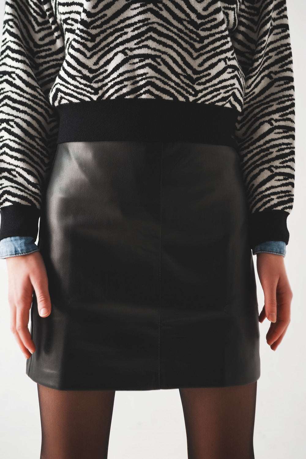 Black leather effect miniskirt Szua Store