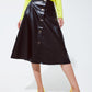 Q2 Black Leatherette buttoned Midi skirt