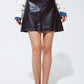 Q2 black Leatherette mini skirt with pockets