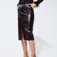 Q2 Black leatherette pencil cut skirt