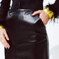 Black leatherette pencil cut skirt