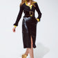 Black leatherette pencil cut skirt