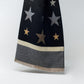 Black Lightweight Scarf with Stripes and Stars in Grey and Brown