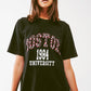 Black midi t-shirt dress Boston 1984 University - Szua Store