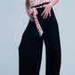 Black pants with floral belt Szua Store