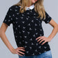 Black shirt with white printed birds Szua Store