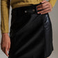 Black Straight faux leather mini skirt with belt - Szua Store