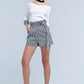 Black striped short with high waist - Szua Store
