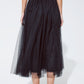 Black tulle midi skirt with elastic waist