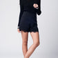 Black waist-length Lace Hem Shorts - Szua Store