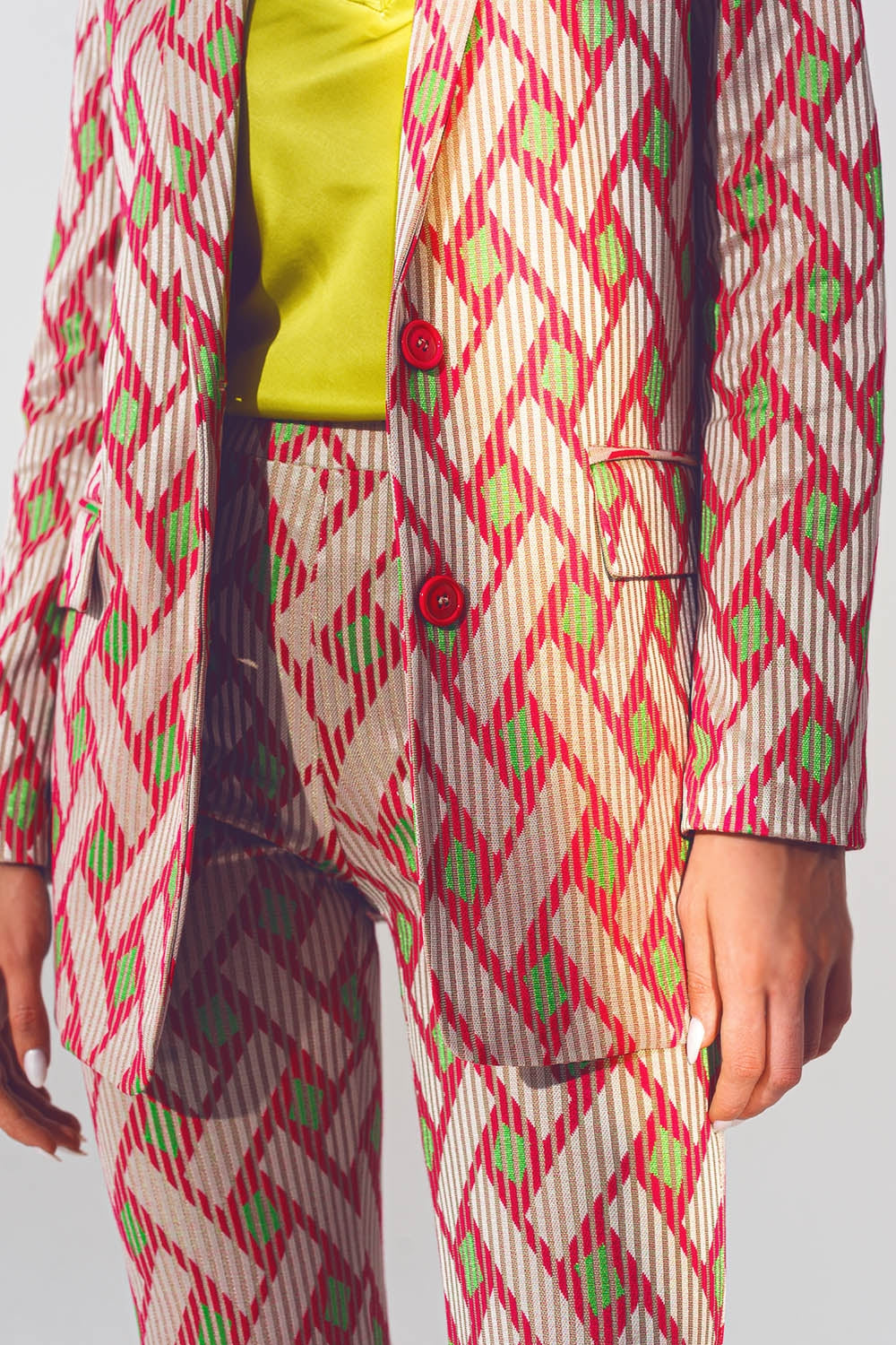 Blazer in pink geometric print - Szua Store