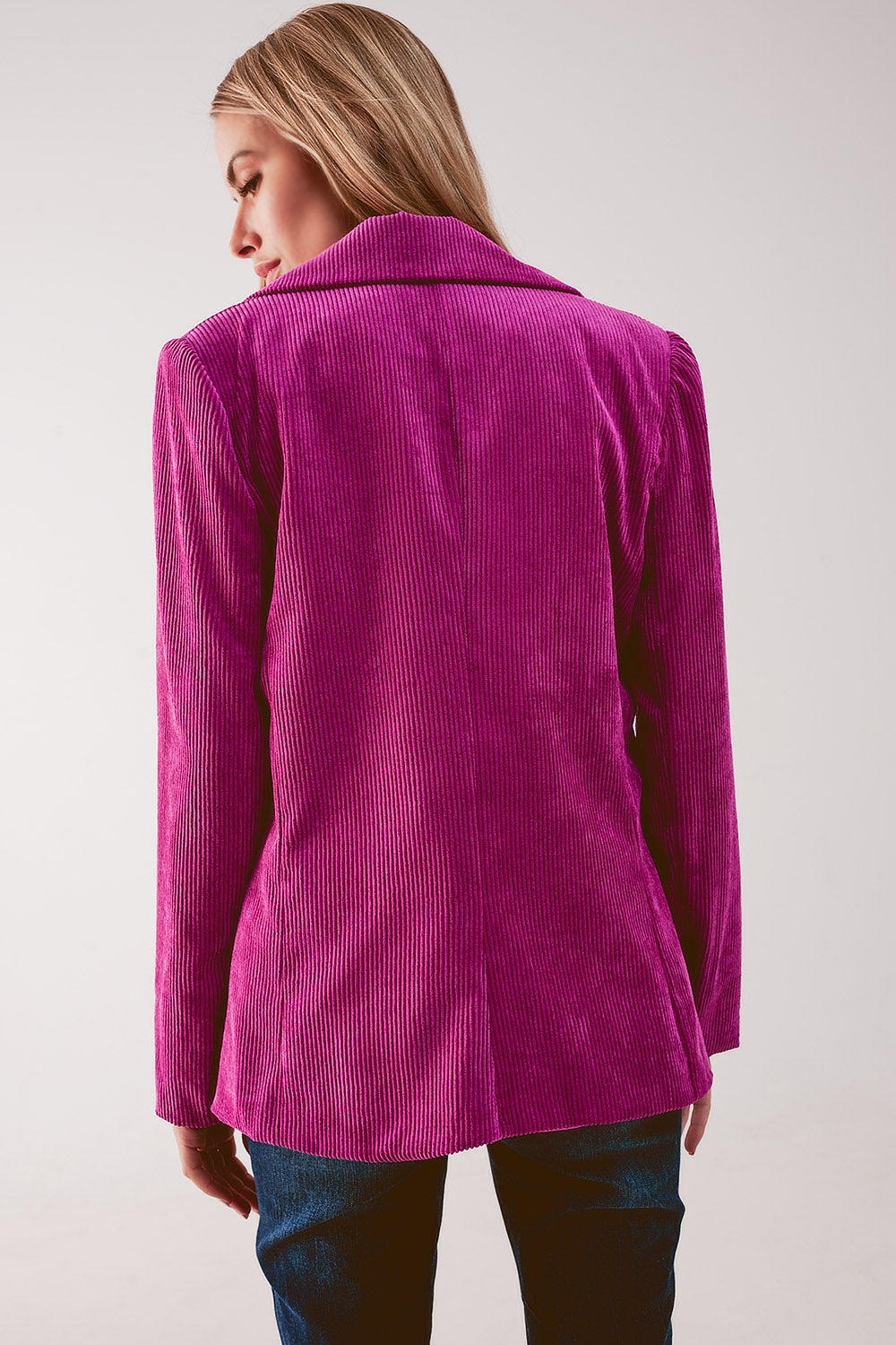 Blazer with vintage buttons in fuchsia cord Szua Store