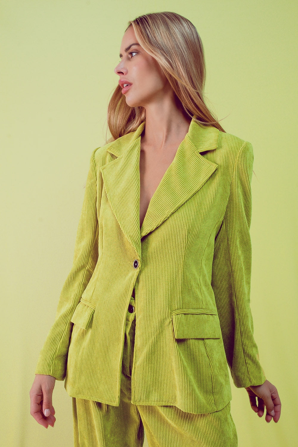 Blazer with vintage buttons in lime cord Szua Store