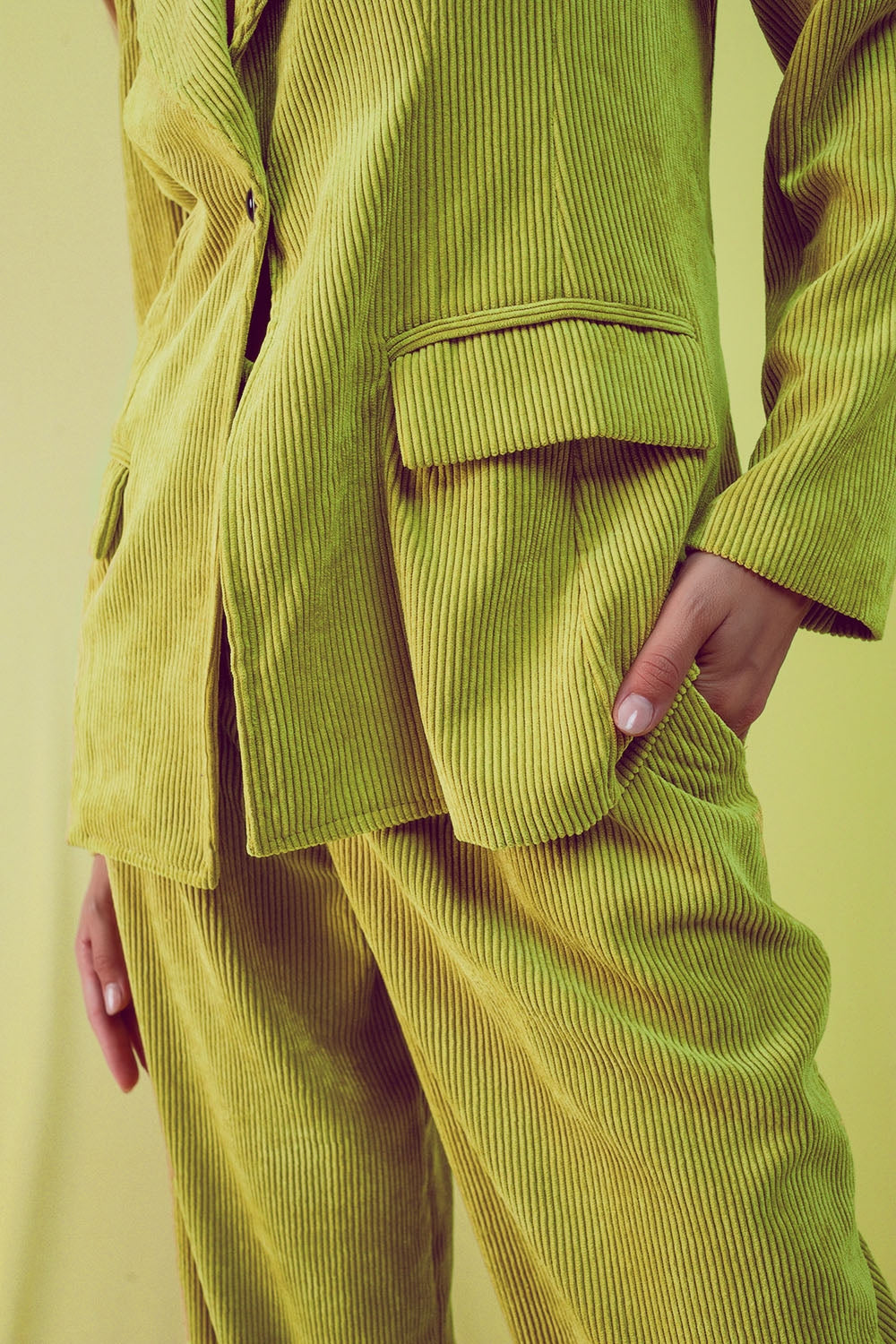 Blazer with vintage buttons in lime cord Szua Store