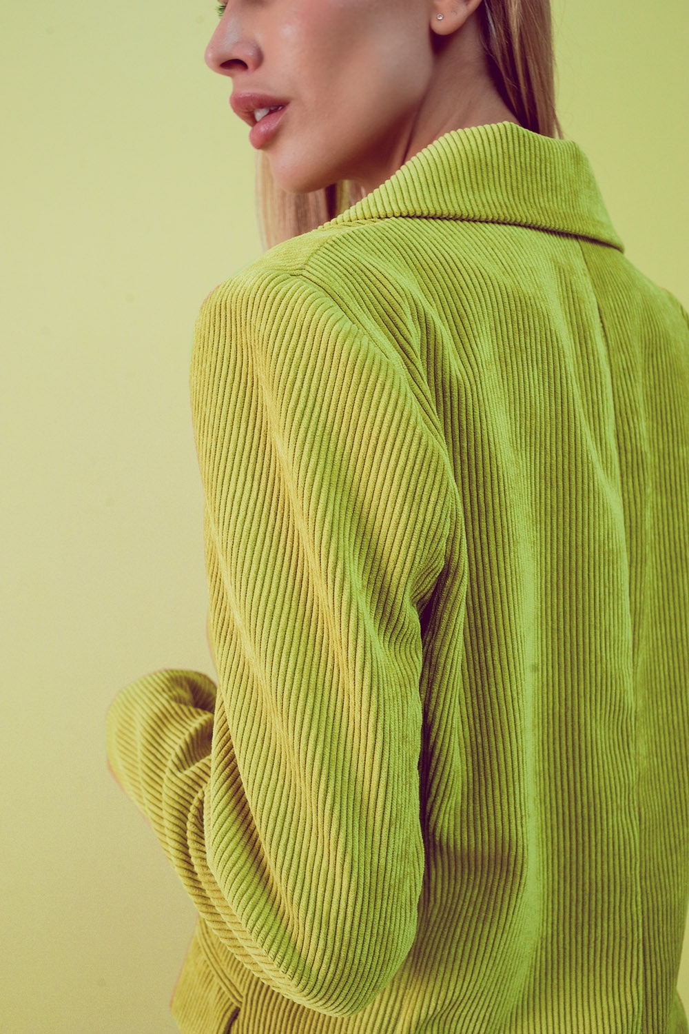 Blazer with vintage buttons in lime cord Szua Store