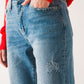 Bleach splatter mom jeans - Szua Store