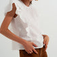blouse with frill ruffle sleeves in cotton broderie Szua Store