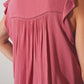 Blouse with frill short sleeve in pink - Szua Store