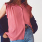 Blouse with frill short sleeve in pink - Szua Store