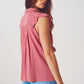 Blouse with frill short sleeve in pink - Szua Store