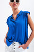 Blouse with frill sleeve in blue Szua Store