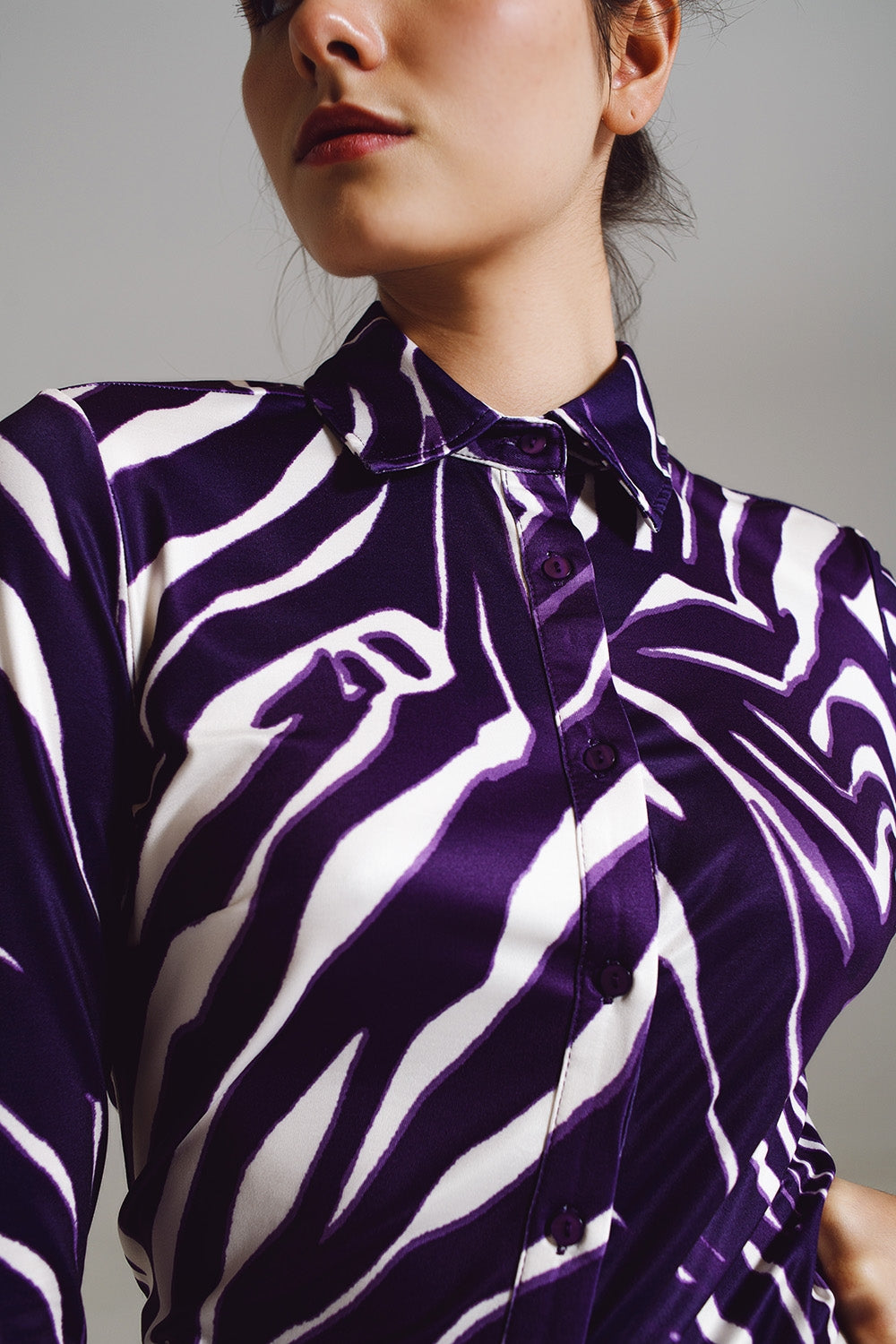 Blouse with zebra print in Purple and Cream