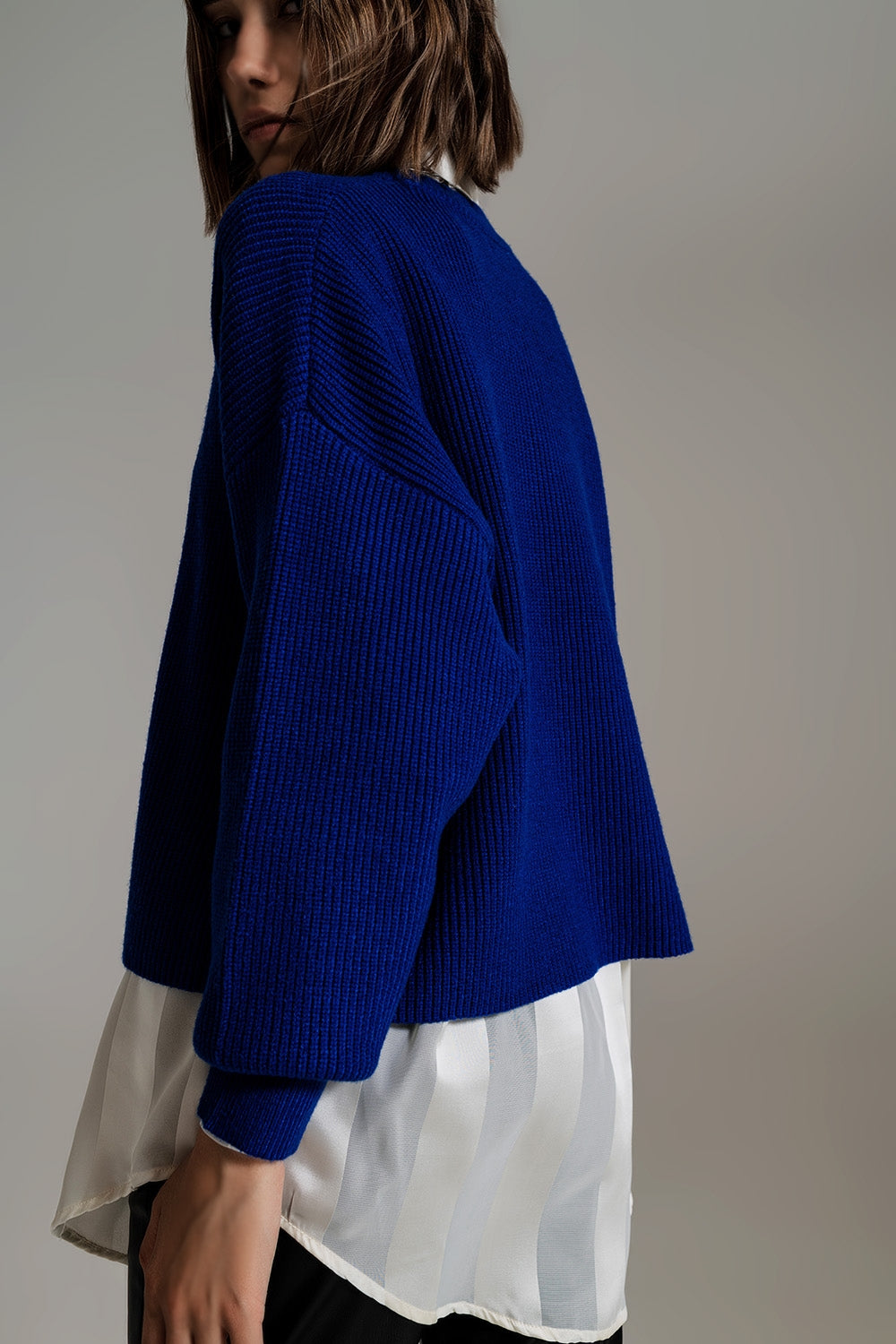 Blue chunky knitted relaxed Jumper - Szua Store