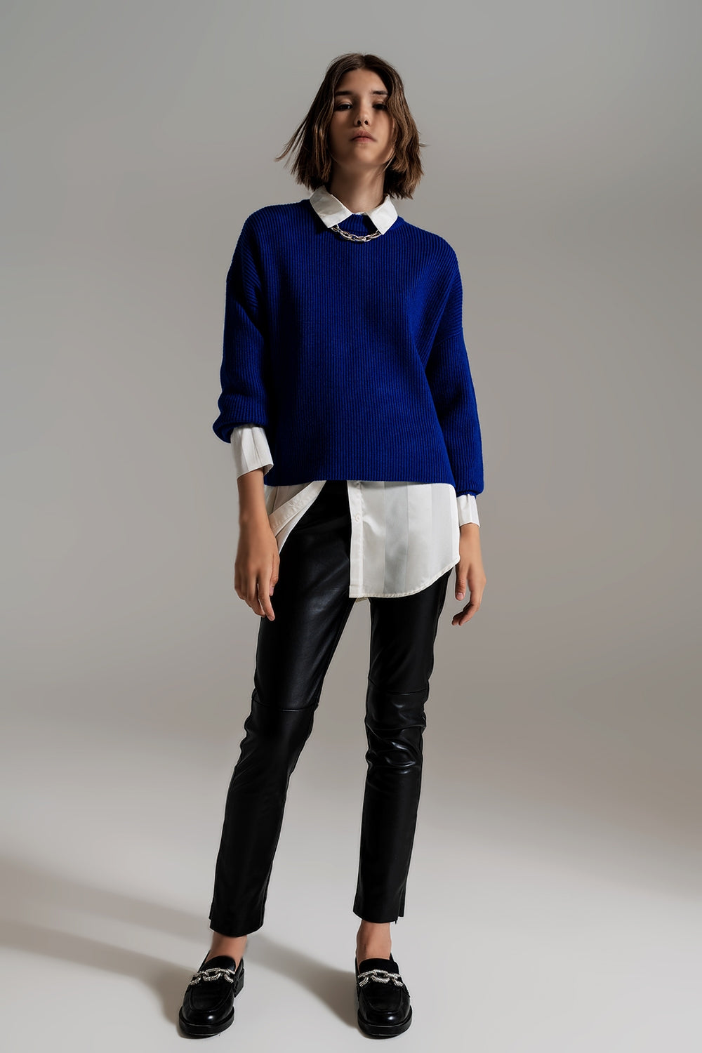 Blue chunky knitted relaxed Jumper - Szua Store