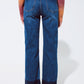 Blue flaired jeans with dark blue hem