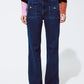 Q2 Blue jeans with buttoned pocket details in dark wash