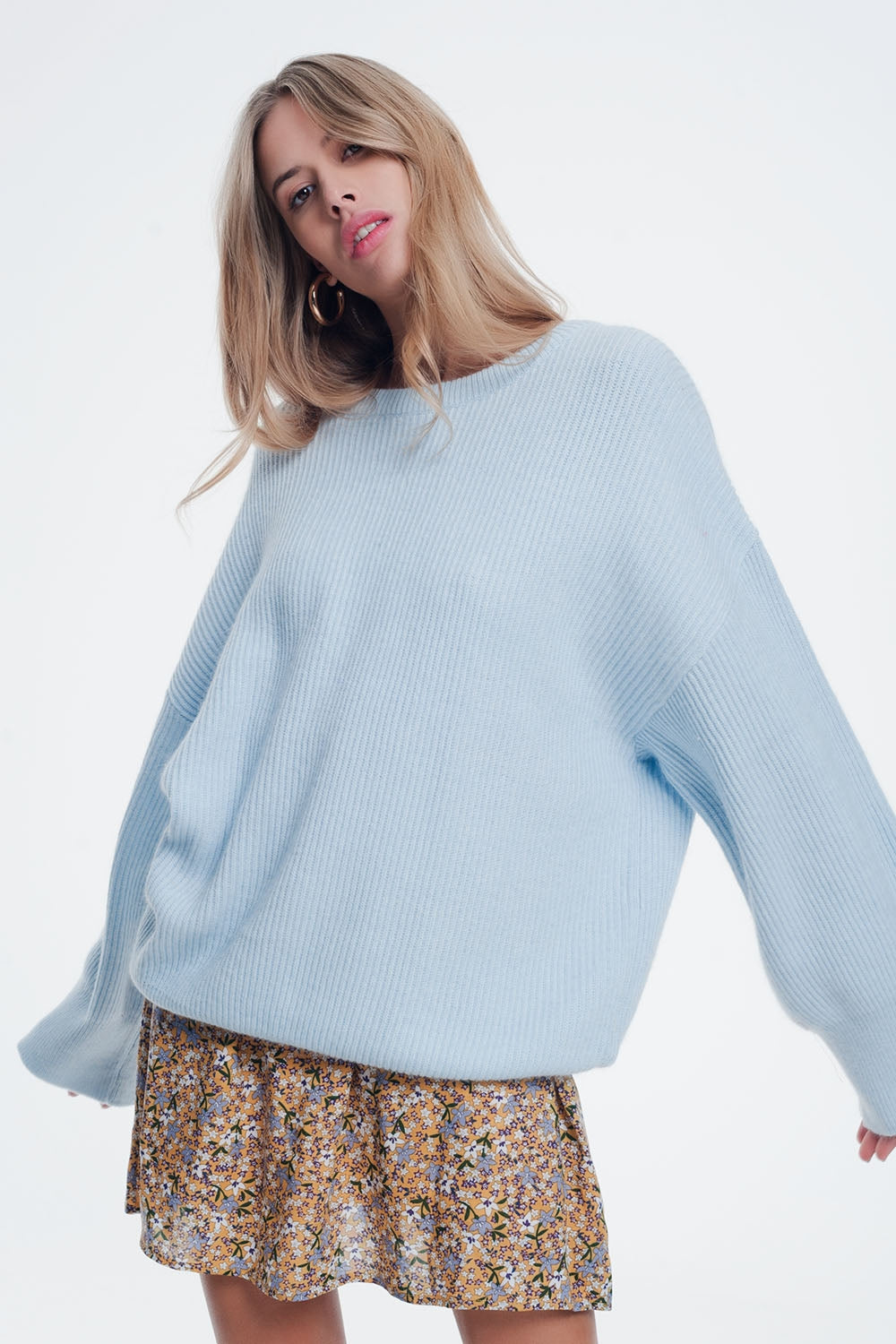 Blue sweater with boat neck Szua Store