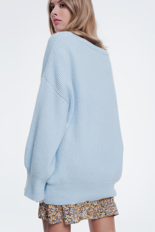 Blue sweater with boat neck Szua Store