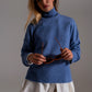 Q2 Blue turtleneck sweater in a soft knitted fabric