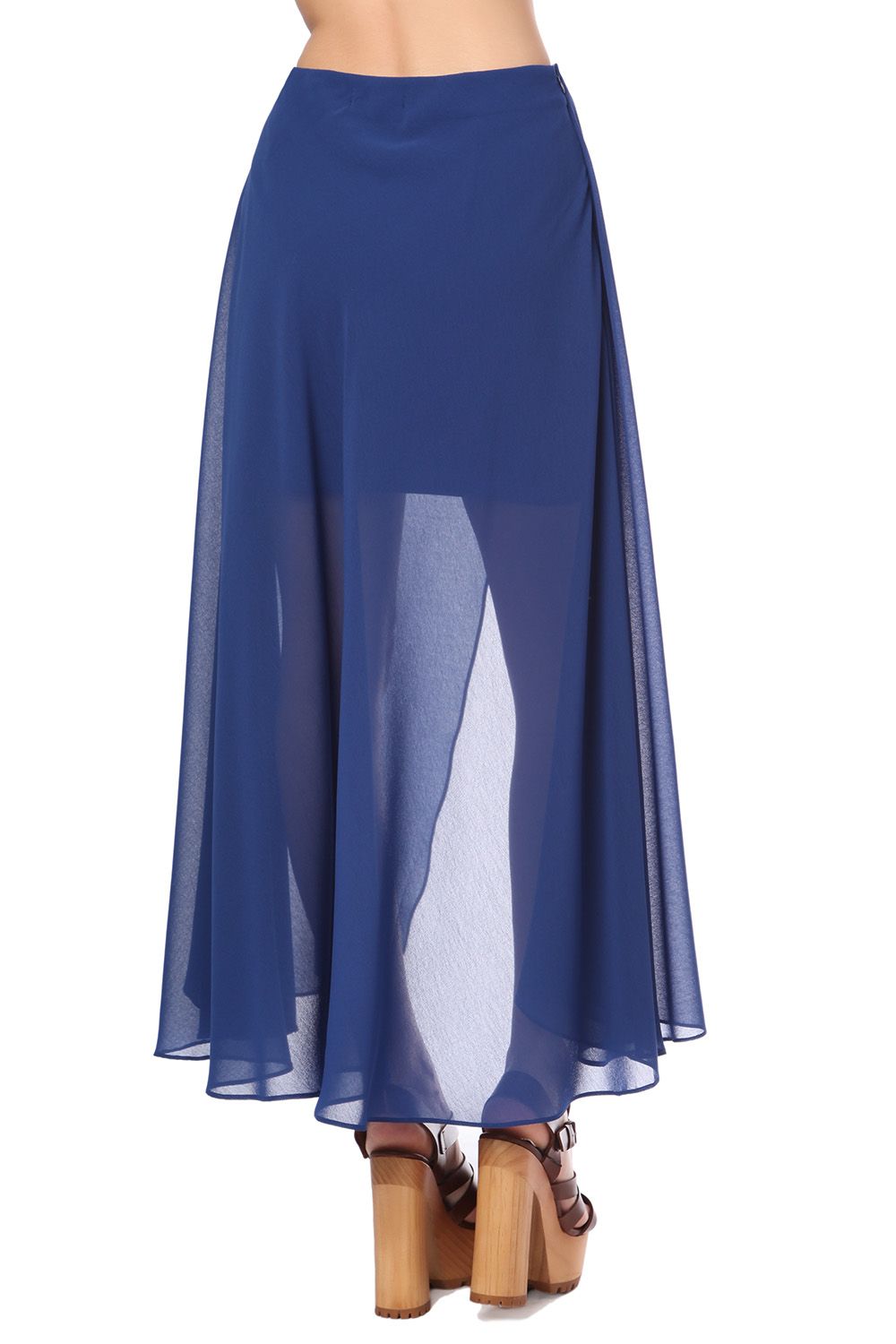 Blue wrap maxi skirt in chiffon Szua Store