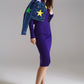 Q2 Bodycon Midi Knitted Dress With V-neckline in Purple