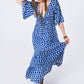 Boho print maxi dress crossed on the back - Szua Store